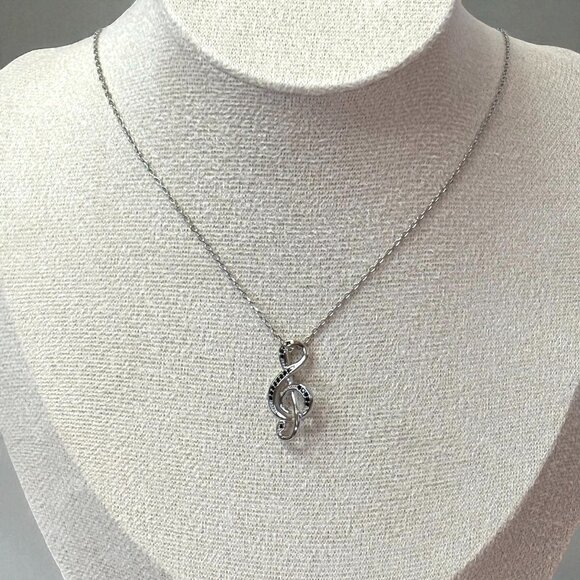 Musical Note Silver Necklace - Picture 4 of 8